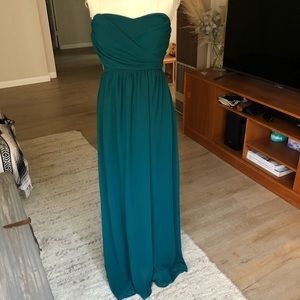 Lulus strapless blue chiffon gown
